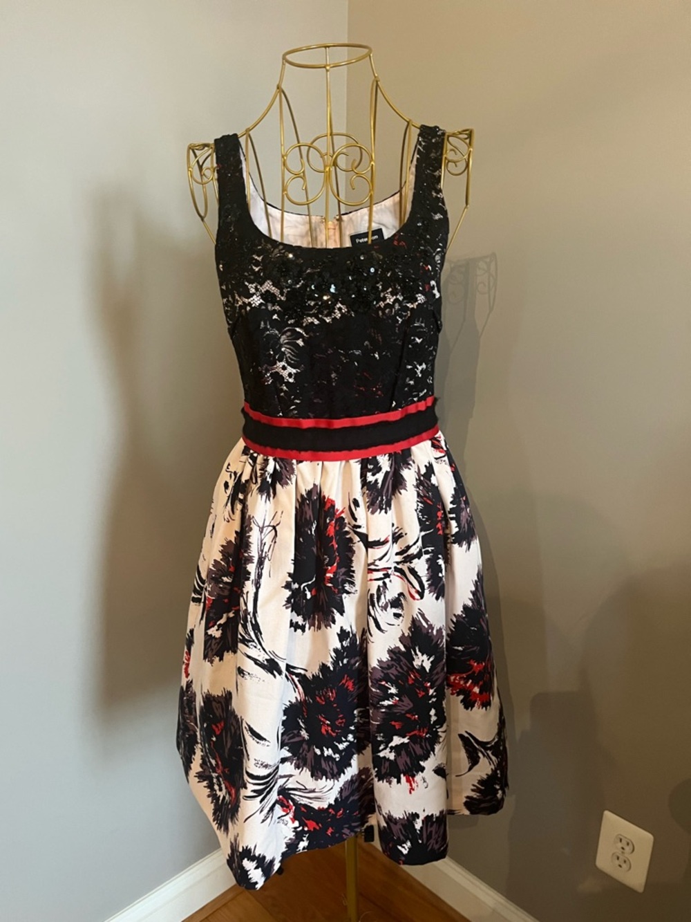 Peter Som x Made in Kind Anthropologie Lace Bodice Fit-and-Flare Dress Size 2